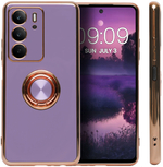 Стильный глянцевый чехол для REALME C75 4G (не 5G) с кольцом-подставкой и бархатной подкладкой