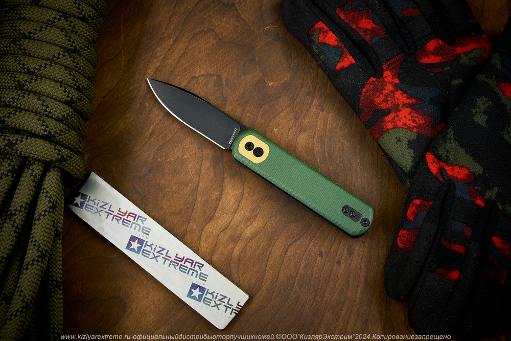 Нож Vosteed Corgi сталь 14C28N Black Stonewash рукоять Green Micarta
