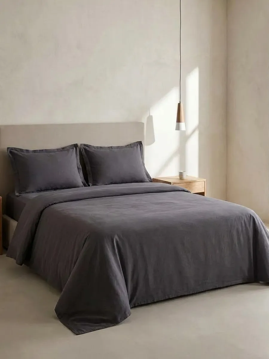 КПБ MAJOLİ Stonewashed SOLİD 1,5-сп. под. 160*220, прост. 160*240, нав. 50*70-1шт. Вар. Хлоп. — фото 4