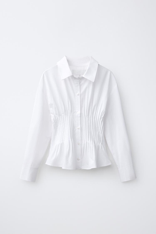 ZARA РУБАШКА С КУЛИСКАМИ В ПОЛОСКУ, БЕЛЫЙ
