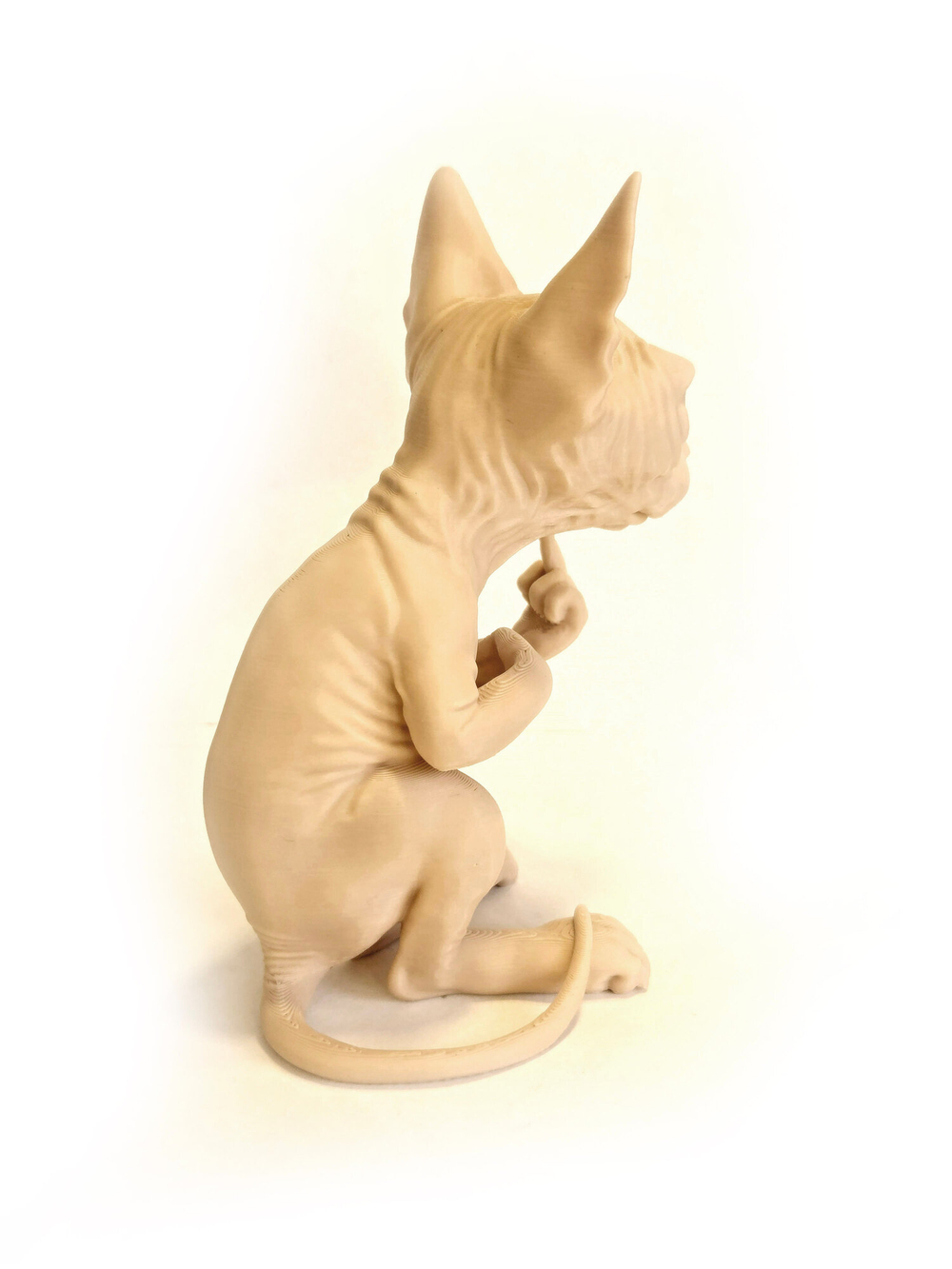 Фигурка кота, недовольный Сфинкс, 3Д печать, высота 13,5 см., бежевый