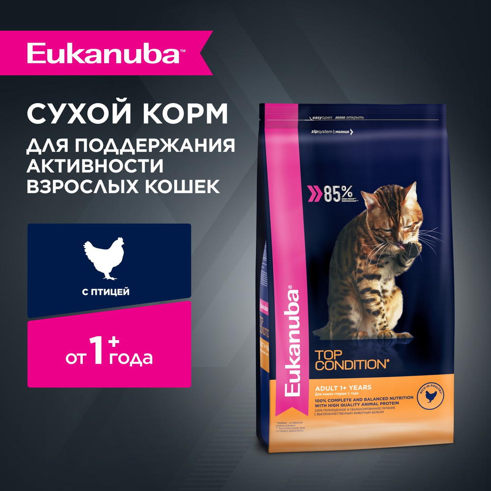 Eukanuba Adult Top Condition сбалансированный сухой корм для кошек 2 кг