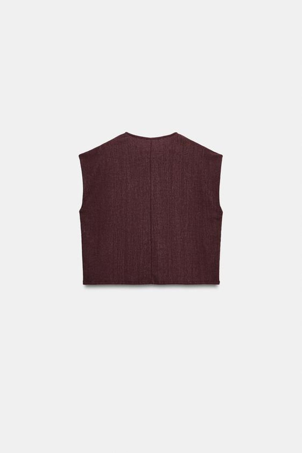 ZARA ТОП В СТИЛЕ РУСТИК БЕЗ РУКАВОВ, БУРГУНДИ