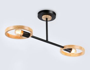 Потолочный светильник со сменной лампой 2*Е27 TR8244/2 BK/LWD чёрный/светлое дерево Traditional Ambrella