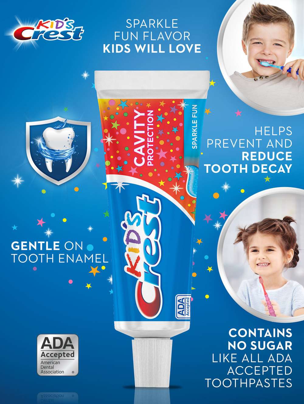 Зубная паста Детская Crest Kids Cavity Protection Sparkle Fun