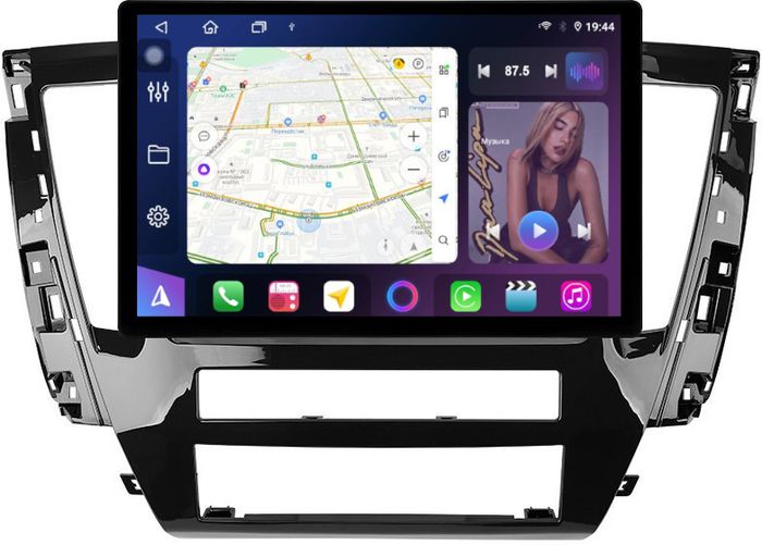 Магнитола для Mitsubishi Pajero Sport 3 2020-2024, Montero Sport (прямоугольный климат, рамка 9) - FarCar GX877 монитор 13" 2K QLED на Android 13, TS10, 6+128, CarPlay, 4G SIM-слот