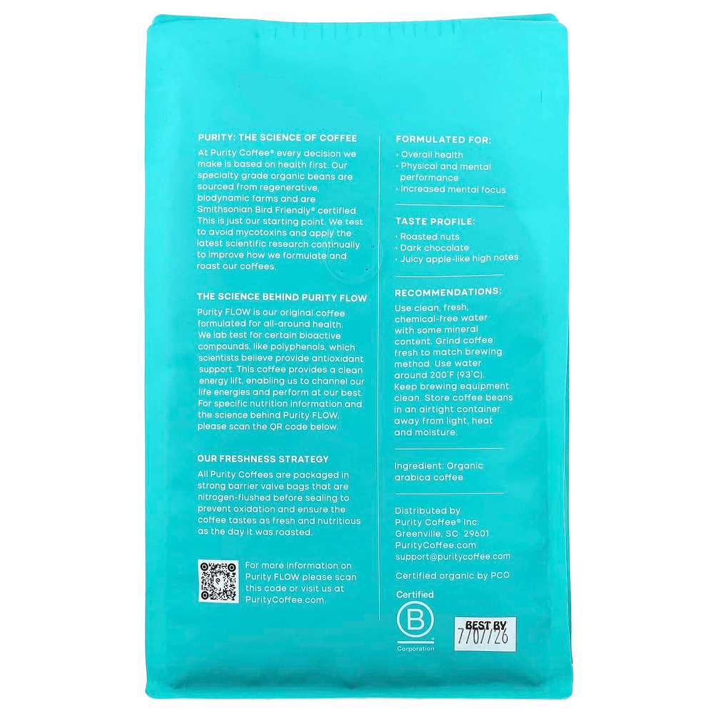 Purity Coffee, Flow, цельная фасоль, средняя обжарка, 340 г (12 унций)