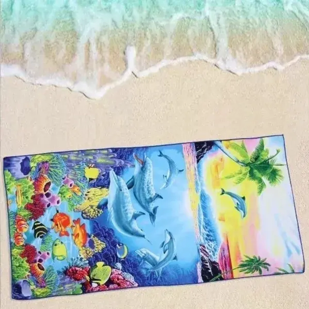 Полотенце пляжное 70*140 см «SUNshine - Дельфины», микрофибра, 230 гр/м2