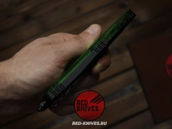 Нож Microtech Troodon T/E - рукоять зеленый Ultem, черный клинок RK-468