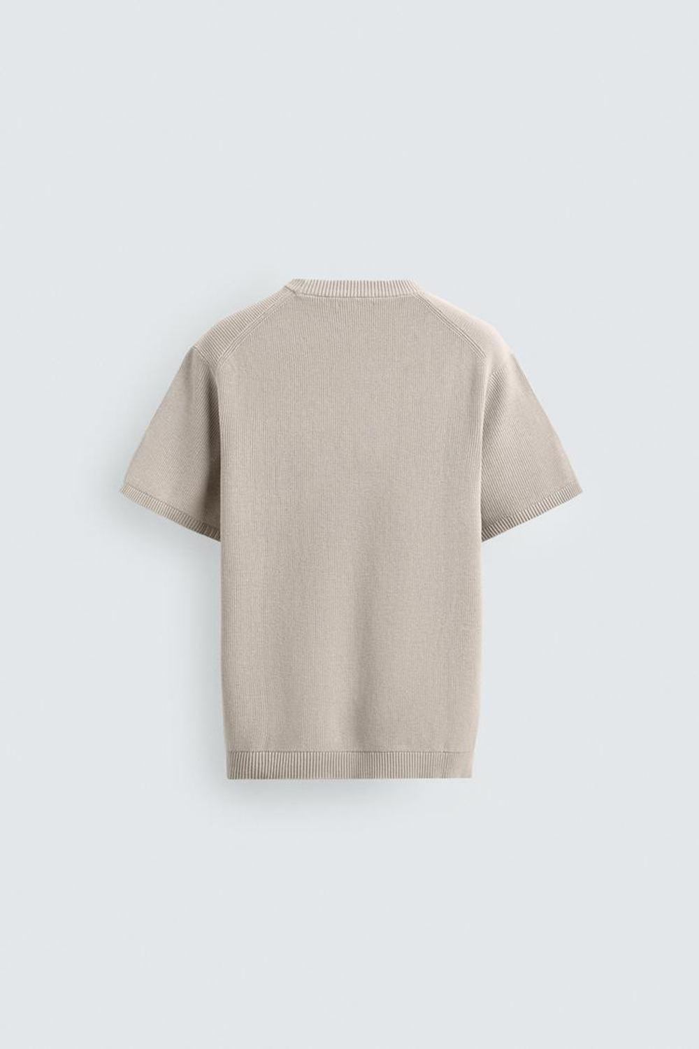 ZARA ФУТБОЛКА ПЛАТОЧНОЙ ВЯЗКИ, ЖЕМЧУЖНО-СЕРЫЙ