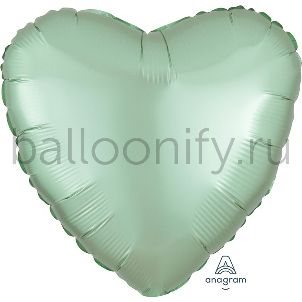 Фольгированная фигура, сердце, 18"/46СМ Сатин Mint Green