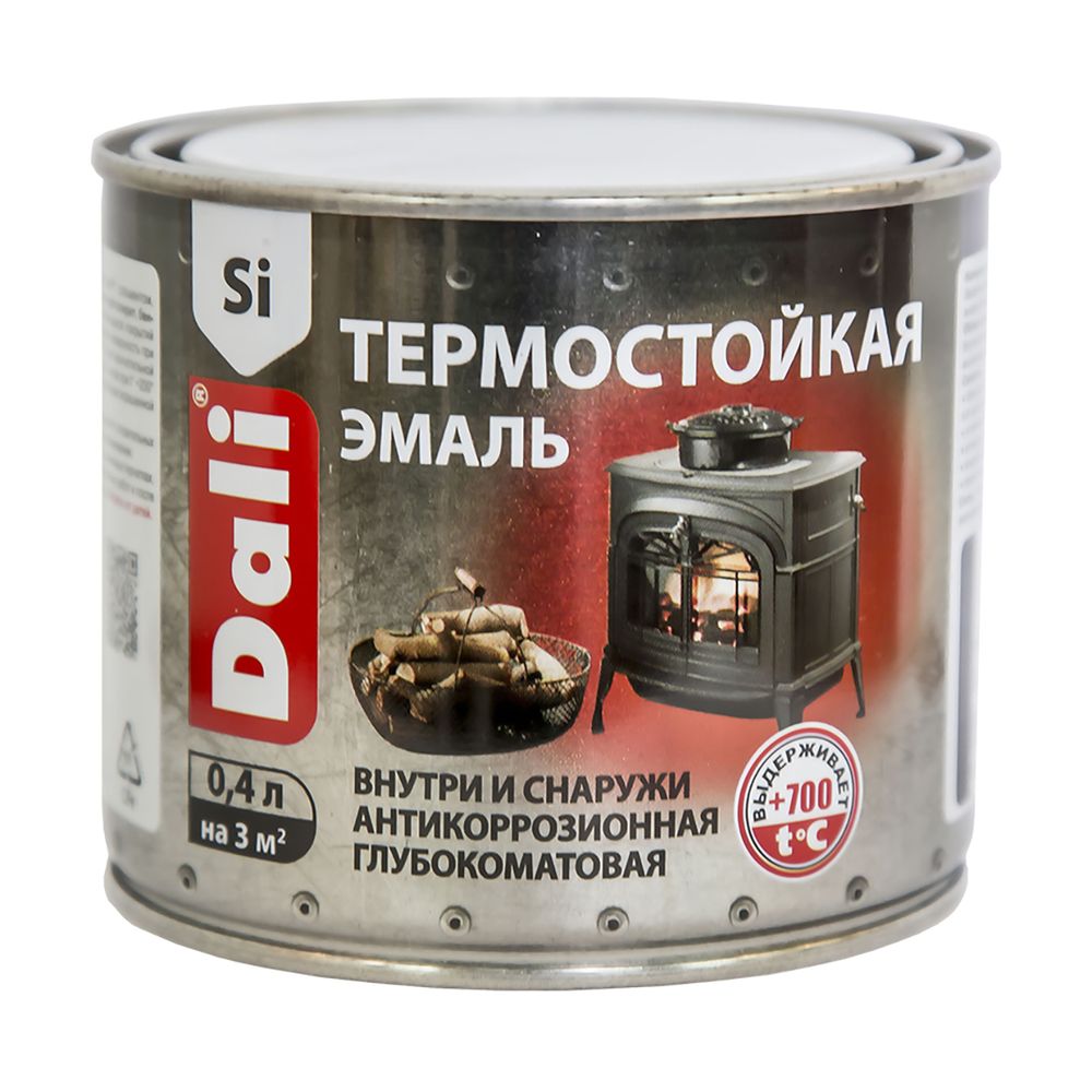 Эмаль термостойкая Dali, матовая, черная, 0,4 л, 46459
