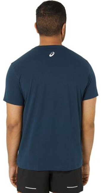 Мужская теннисная футболка Asics Chest Logo Short Sleeve T-Shirt - французский синий/бриллиантовый белый