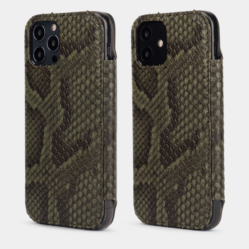 Чехол Benoit для iPhone 12/12Pro из кожи питона, зеленого цвета