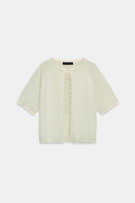 Дانتлевая кожаная куртка с тесьмой - ZARA