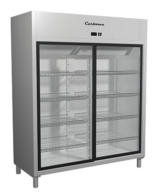 Холодильный шкаф с стеклянными дверьми Полюс R1400К (купе) Сarboma INOX
