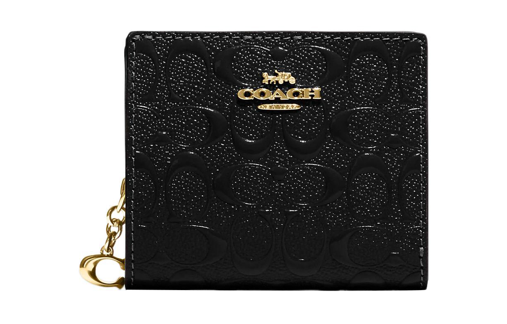 COACH Snap Wallet Leather Card Holder, Wallet Women"s Black