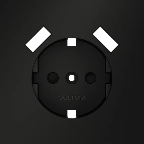 Накладка для розетки с USB A+A с заземлением и защитными шторками Voltum S70 Черный матовый VLS000908
