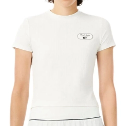 Женская теннисная футболка Lacoste Ultra Dry Tennis Heritage Badge - white