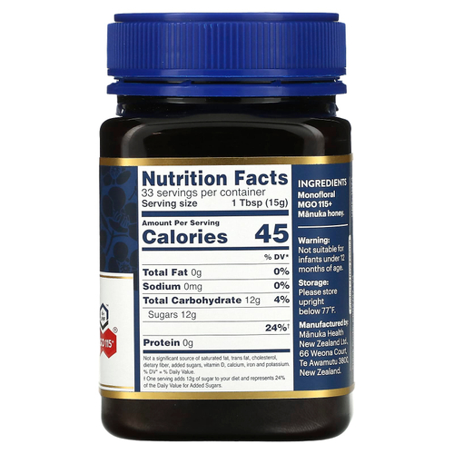 Manuka Health, Необработанный мед манука, UMF 6+, MGO 115+, 500 г (17,6 унции)