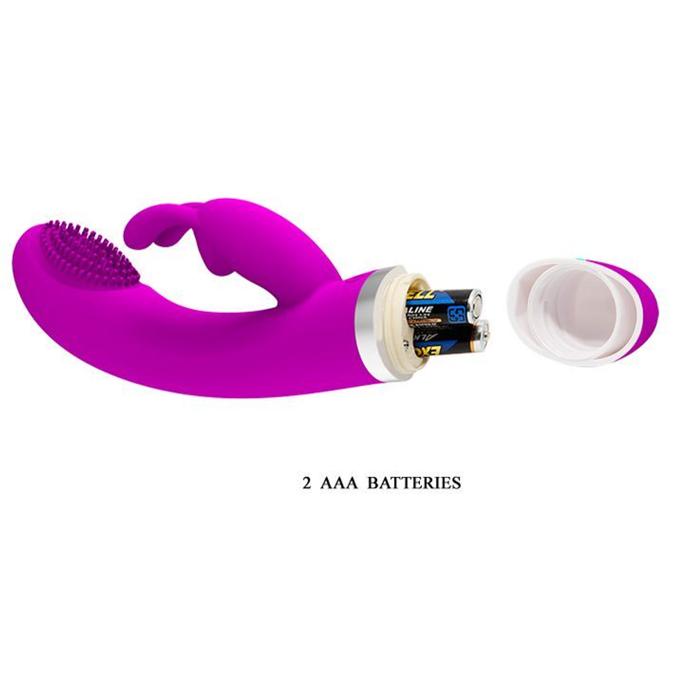 Лиловый вибратор Christ с волновым эффектом и стимулятором клитора - 18,9 см. (Цвет: лиловый)