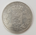 5 франков 1869 года. Бельгия. VF