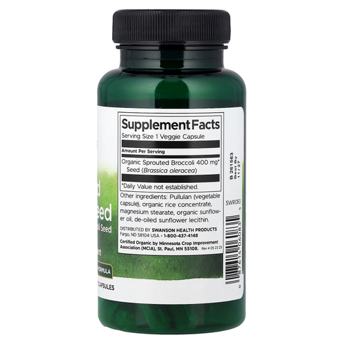 Swanson Vitamins, Пророщенные семена брокколи, 400 мг, 60 растительных капсул