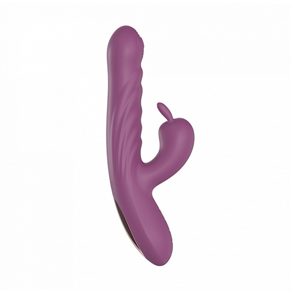 Фиолетовый силиконовый вибратор-кролик 22см с эффектом фрикций Secwell Rabbit Vibrators SW3027P