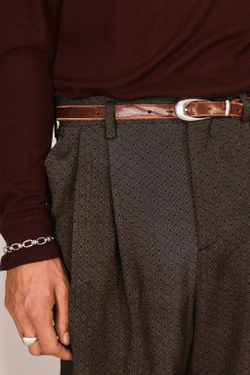 ZARA ЖАККАРДОВЫЕ БРЮКИ В СКЛАДКУ С ГЕОМЕТРИЧЕСКИМ РИСУНКОМ, КОРИЧНЕВЫЙ