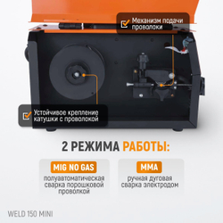 Weld 150 Mini Сварочный аппарат, MIG/MAG 150А, 220В