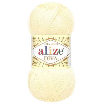 Пряжа Alize (Ализе) Diva / уп.5 мот. по 100 г, 350м, 001 кремовый A