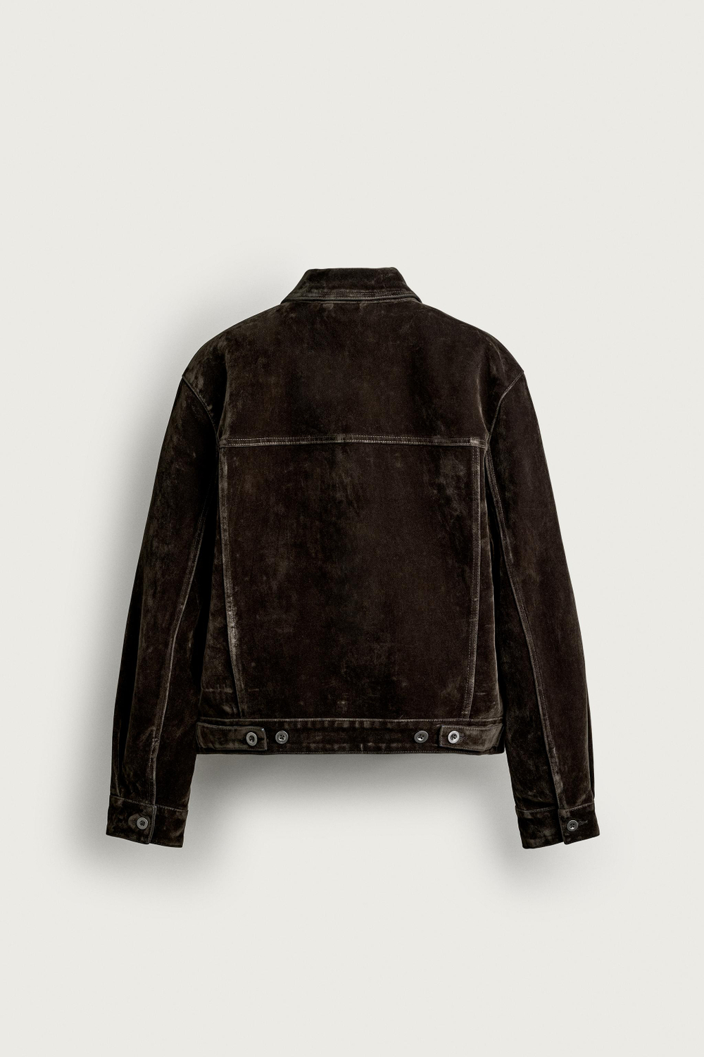 ZARA УКОРОЧЕННАЯ ДЖИНСОВАЯ КУРТКА С ФЛОКОМ, КОРИЧНЕВЫЙ