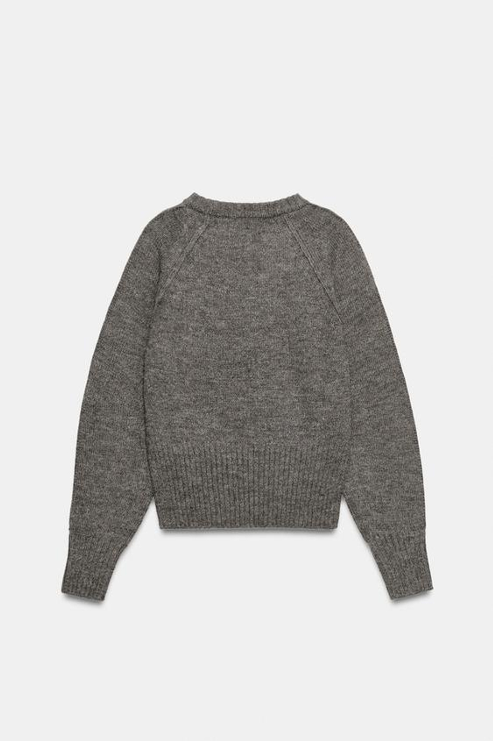 ZARA СВИТЕР С ДЕКОРАТИВНЫМИ ШВАМИ НА ПЛЕЧАХ, СЕРОВАТО-КОРИЧНЕВЫЙ