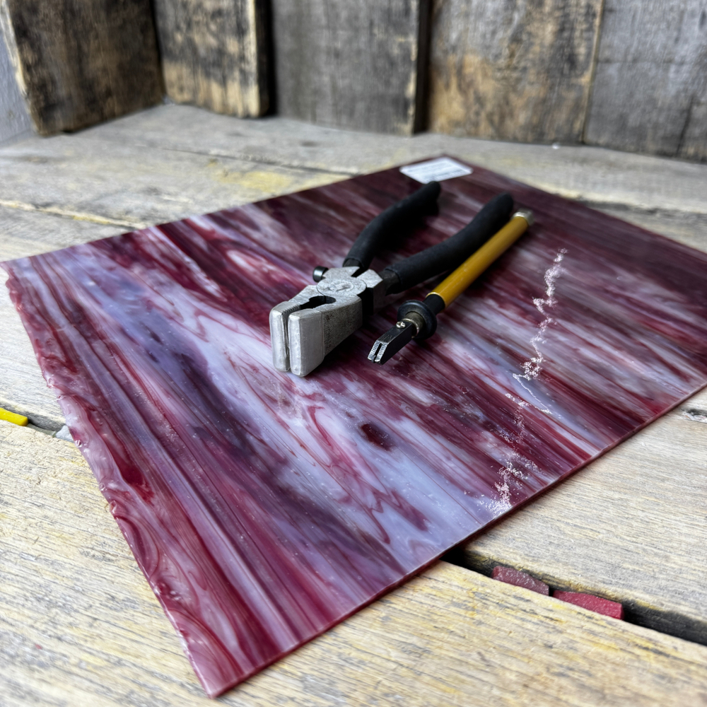 Стекло красное Juying Stained Glass W01-53E с инструментами