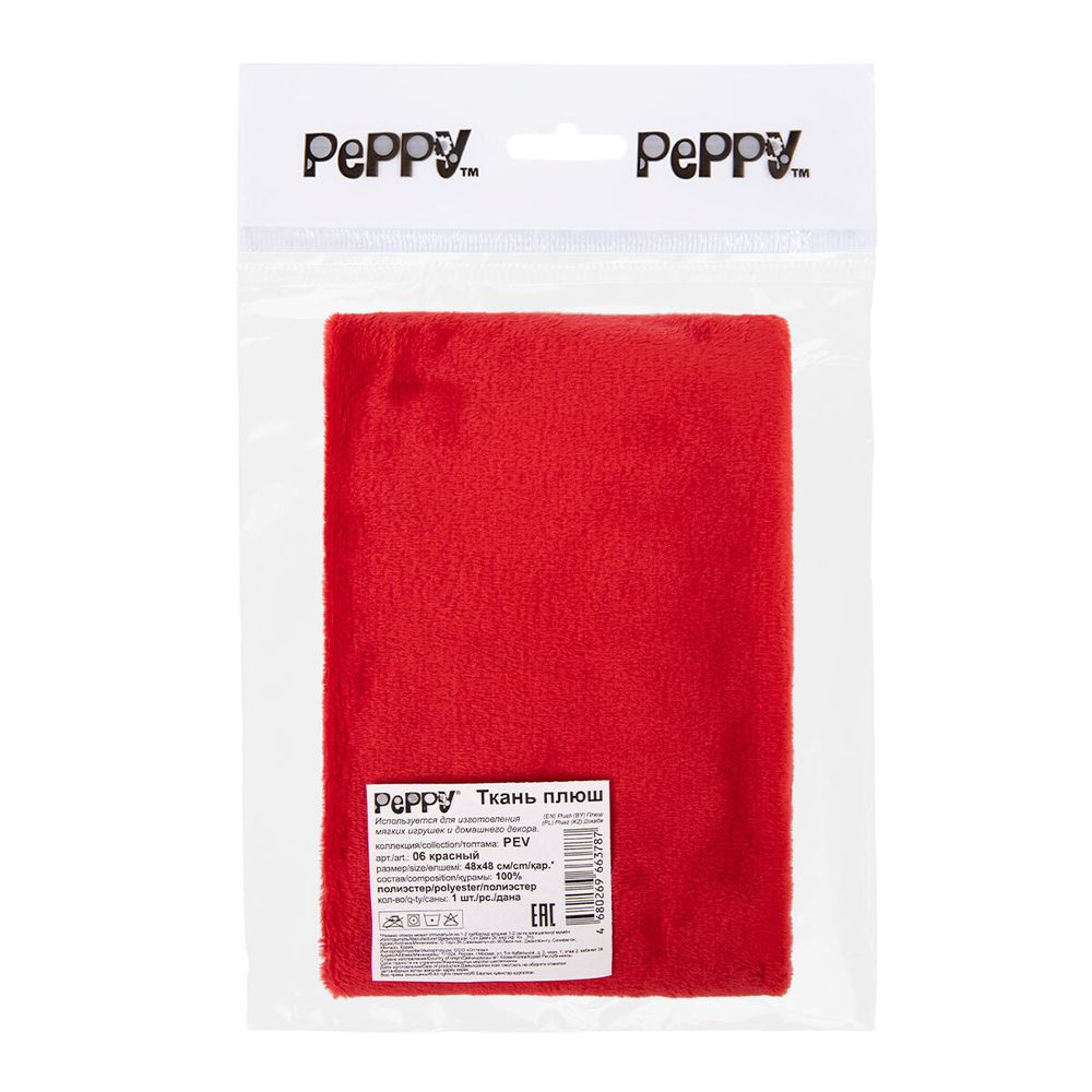 Плюш (ткань) Peppy 01 PEV 273 г/м², 48х48 см, 06 красный