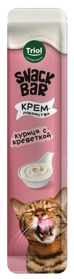 Triol, Лакомства для кошек, Крем из курицы с креветкой, 40 гр.