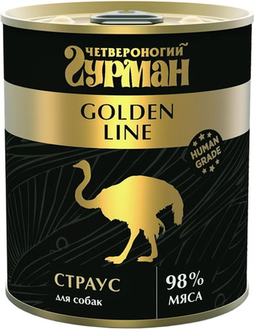 Четвероногий гурман Golden Line консервы для собак  Страус натуральная в желе, 340 г