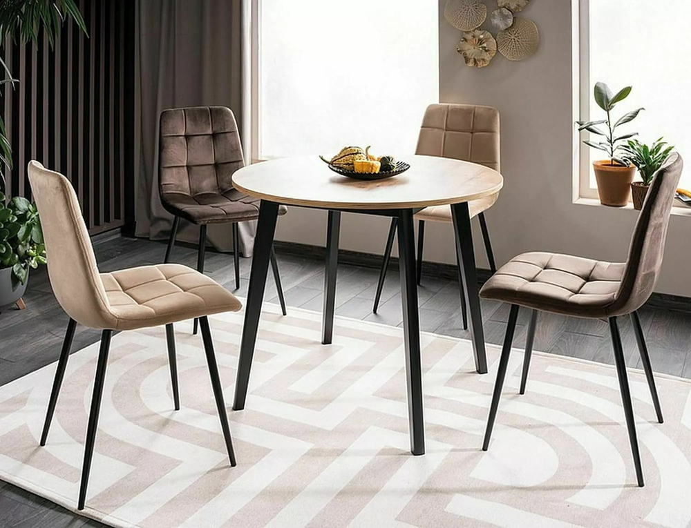 Стул SIGNAL MILA Velvet Bluvel 28 бежевый/черный