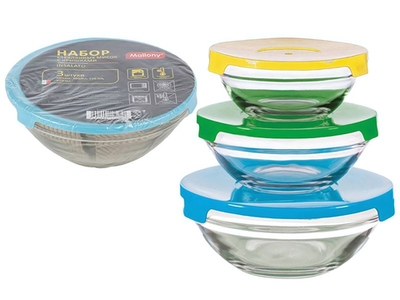 Набор мисок 3шт с крышками (360/510/920мл) INSALATO
