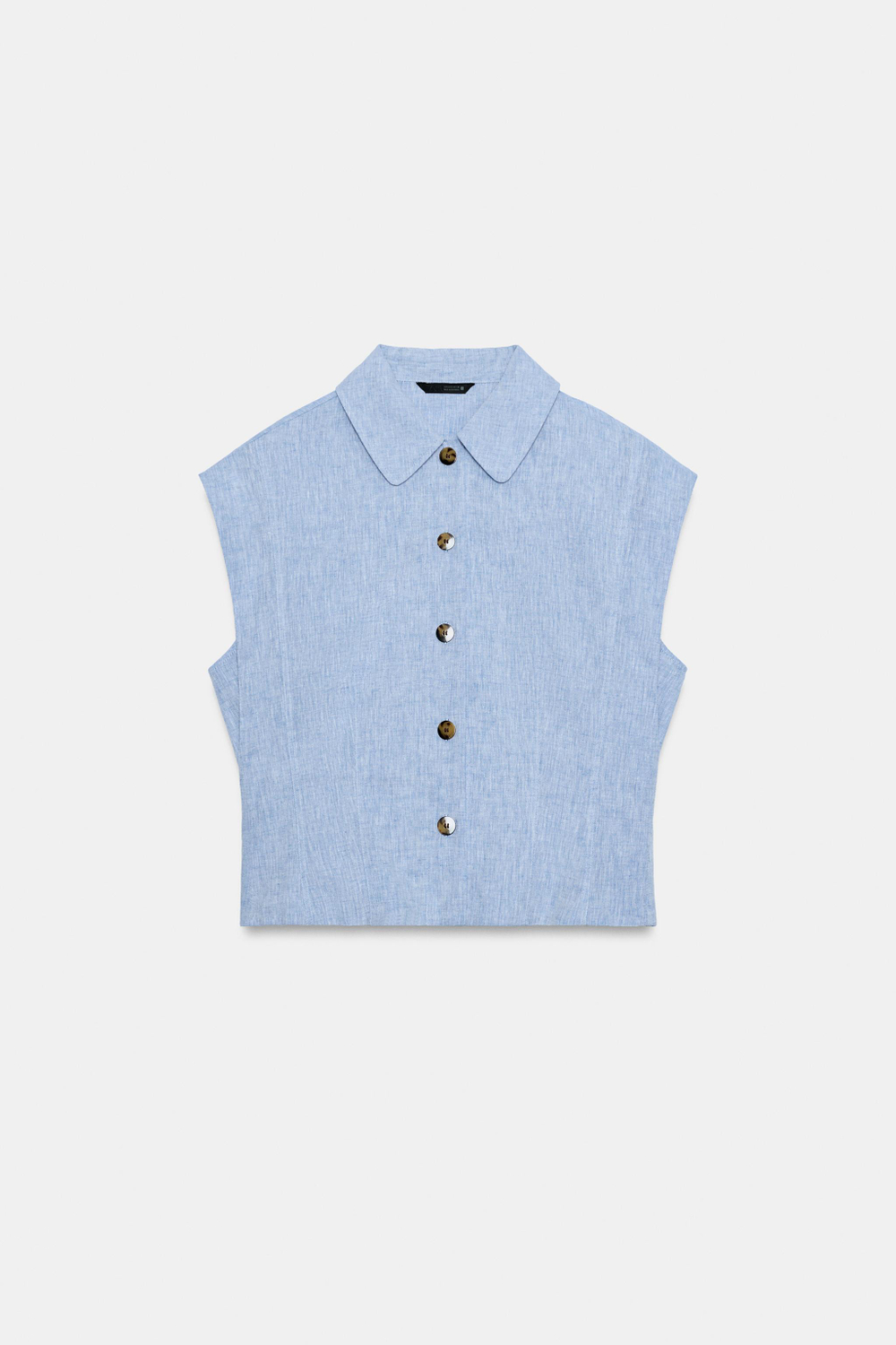 РУБАШКА БЕЗ РУКАВОВ ИЗ СМЕСОВОГО ЛЬНА — ZARA