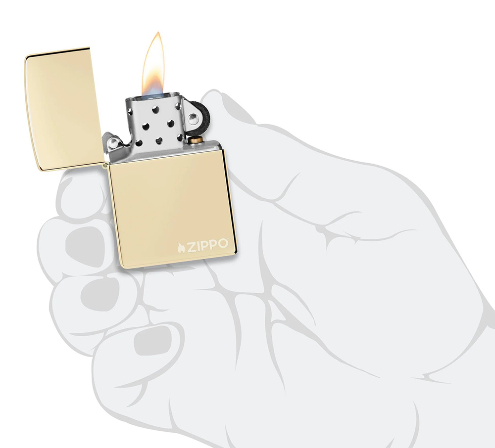 Зажигалка ZIPPO Logo с покрытием Champagne, латунь/сталь, золотистая, глянцевая, 38x13x57 мм, шт