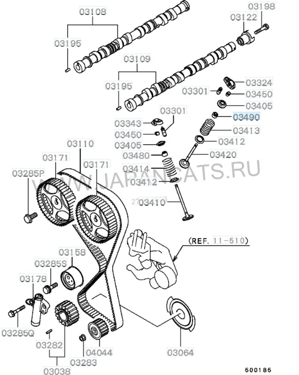 Колпачок маслосъемный впускной для автомобилей Mitsubishi / RVLT-MD184303