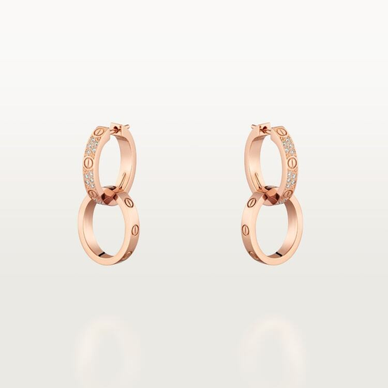 Серьги Cartier LOVE multiwear half-paved в розовом золоте