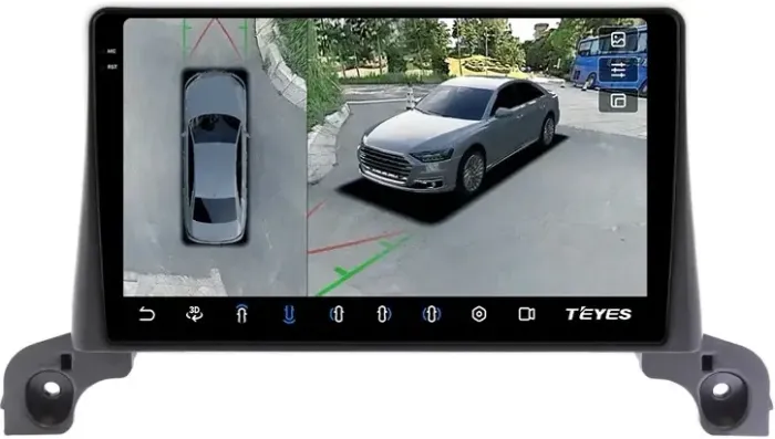 Магнитола для Peugeot 3008, 5008 2016-2022, 4008 2020+ (рамка 9) - Teyes CC3-2K-360 на Android 10, Быстрая, 2K QLED, CarPlay, 4G SIM-слот, 4 камеры в комплекте