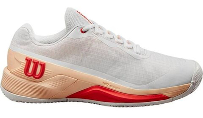 Женские Кроссовки теннисные Wilson Rush Pro 4.0 Clay - white/peach parfait/infrared