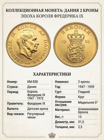 Дания 2 кроны, 1947 - 1959
