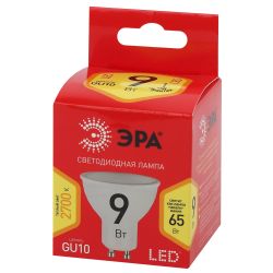 Лампа светодиодная ЭРА RED LINE ECO LED MR16-9W-827-GU10 9Вт софит теплый белый свет GU10 | Лампы cветодиодные Точечные (Софиты) (MR, PAR)