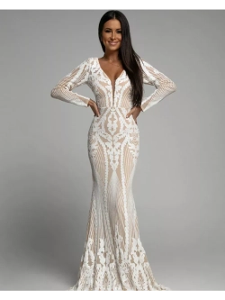 шикарное белое макси платье с пайетками + plus size