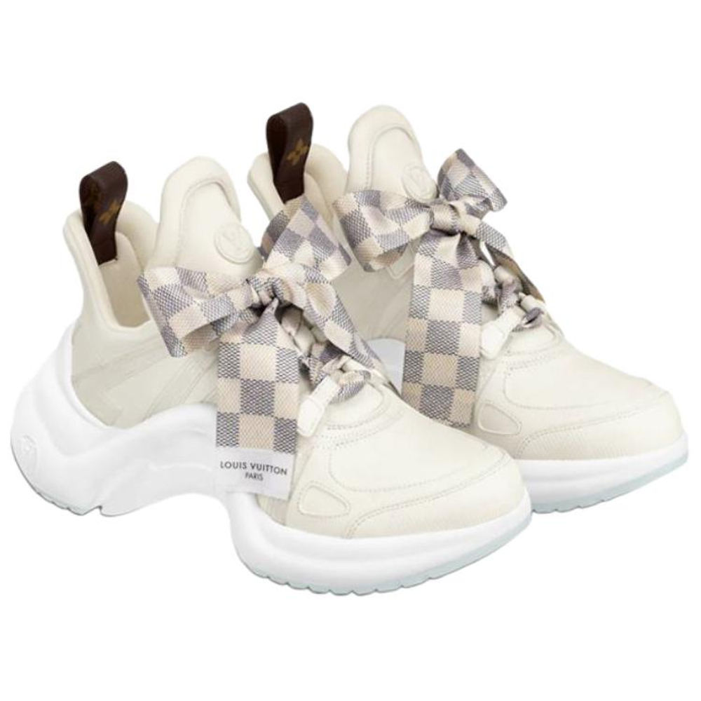 LOUIS VUITTON Archlight 1.0 Sneakers "Cream White With Plaid Ribbon" Women"s
