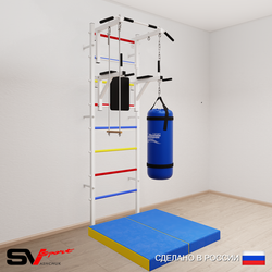 Шведская стенка Sv Sport 5737 (Турник стандарт/Брусья/Трапеция/Цепь/Мешок 30кг/Мат 1м)